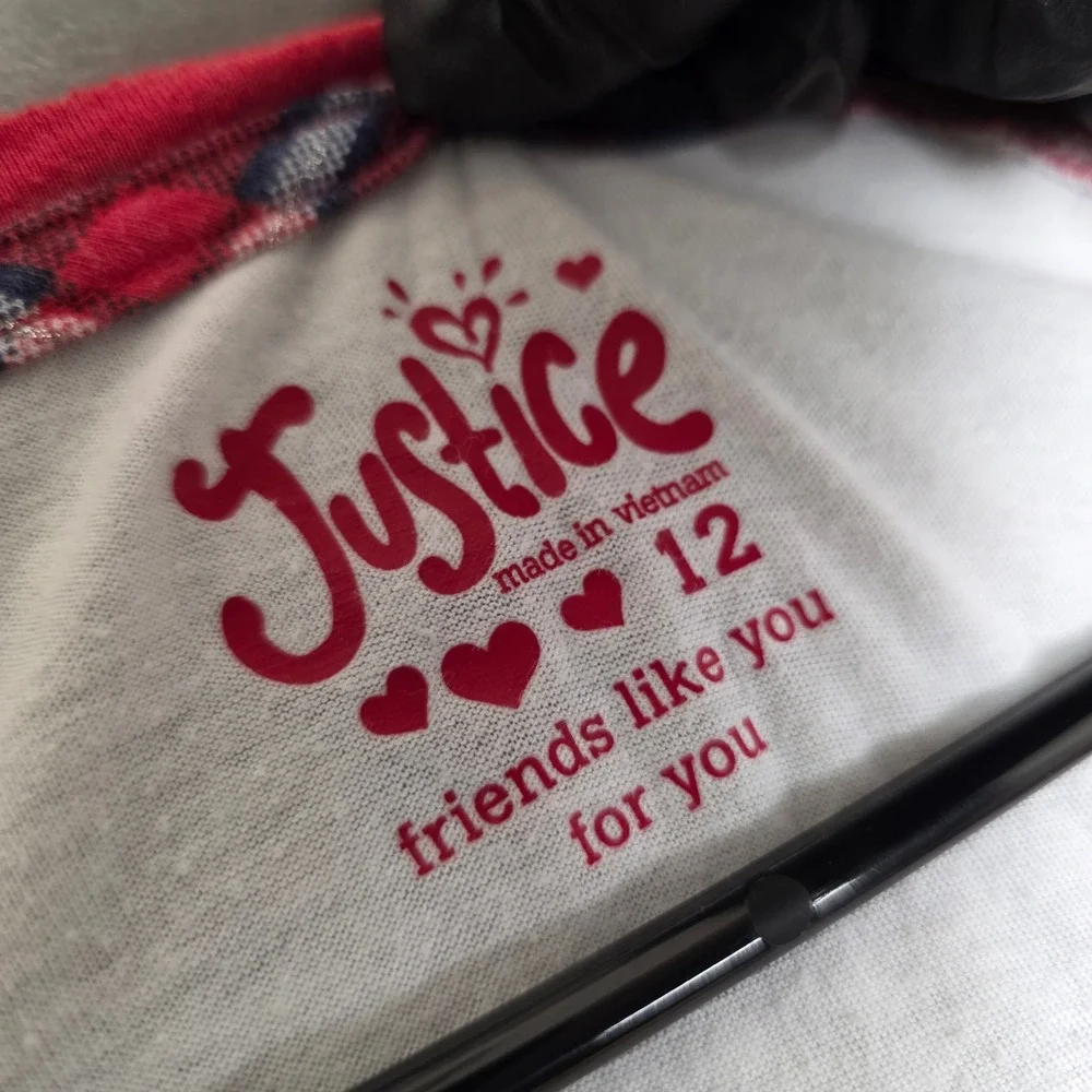 Justice Graphic Tops Girls Size 12 Red White Fair Christmas‎ Hope Sequin 2pc